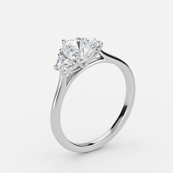 Rain Pear Three Stone Moissanite Engagement Ring