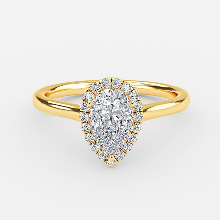 Louisa Pear Halo Moissanite Engagement Ring