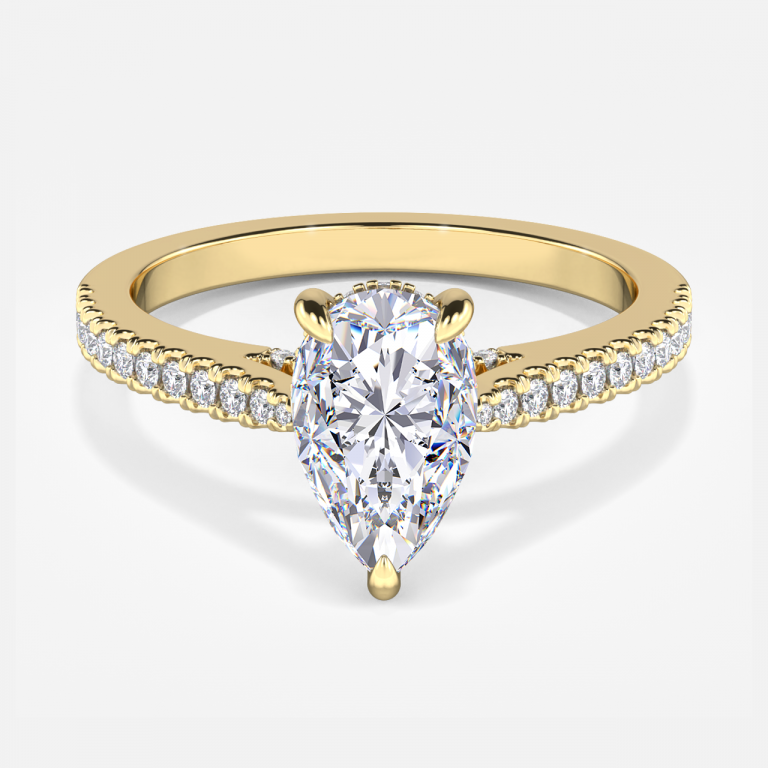 Yvette Pear Hidden Halo Moissanite Engagement Ring