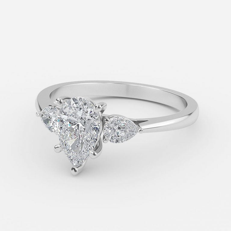 Mirabella Pear Three Stone Moissanite Engagement Ring