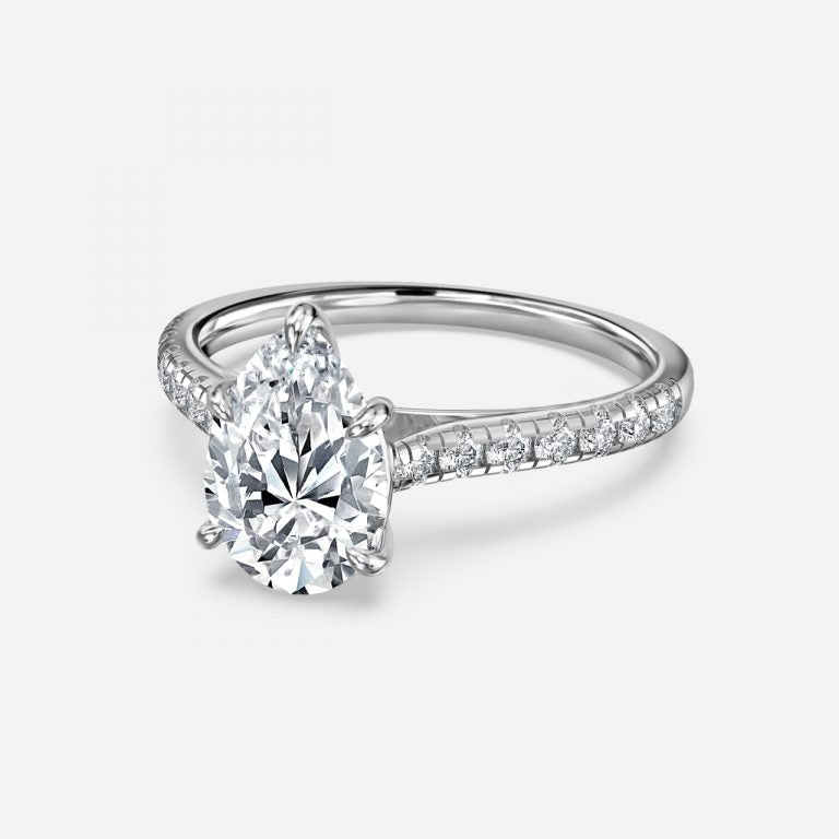 Clio Pear Diamond Band Moissanite Engagement Ring