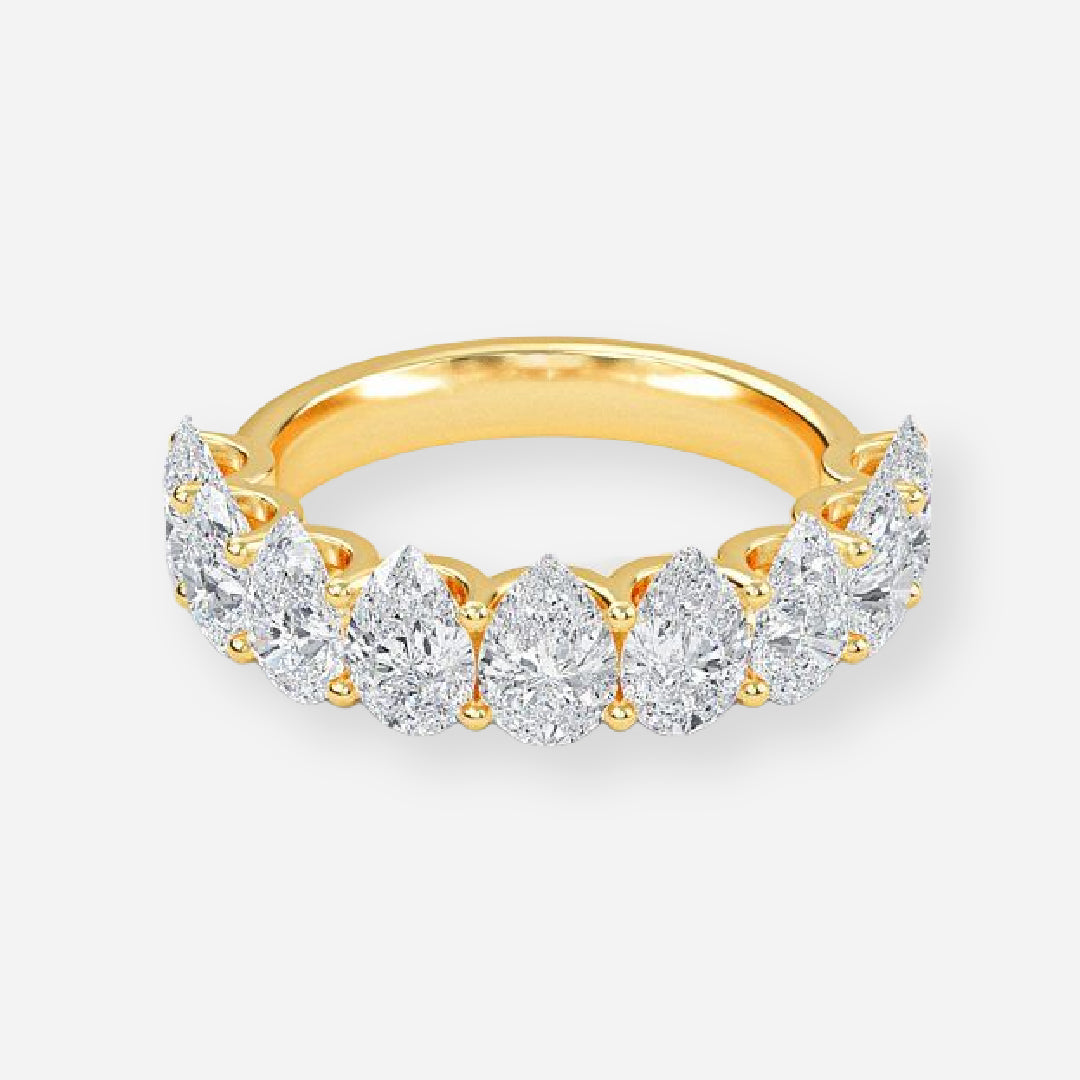 9 Stone Pear Moissanite Anniversary Band