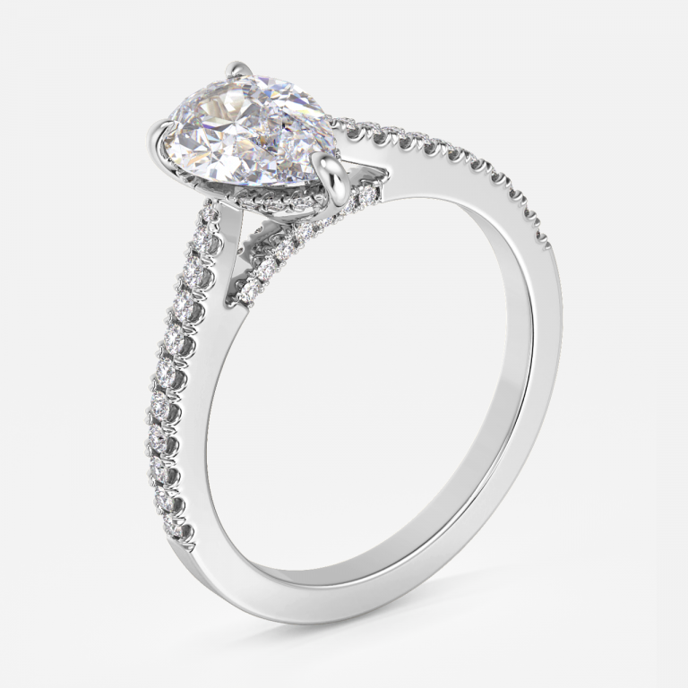 Yvette Pear Hidden Halo Moissanite Engagement Ring