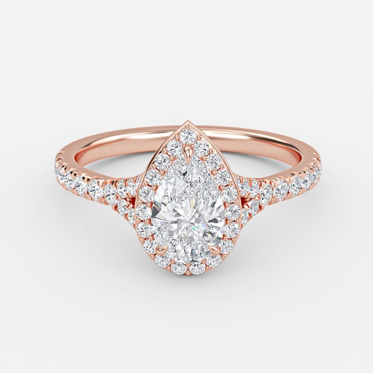 Dove Pear Halo Moissanite Engagement Ring