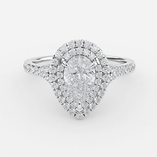 Afton Pear Halo Moissanite Engagement Ring