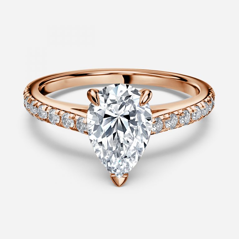 Aveline Pear Diamond Band Moissanite Engagement Ring