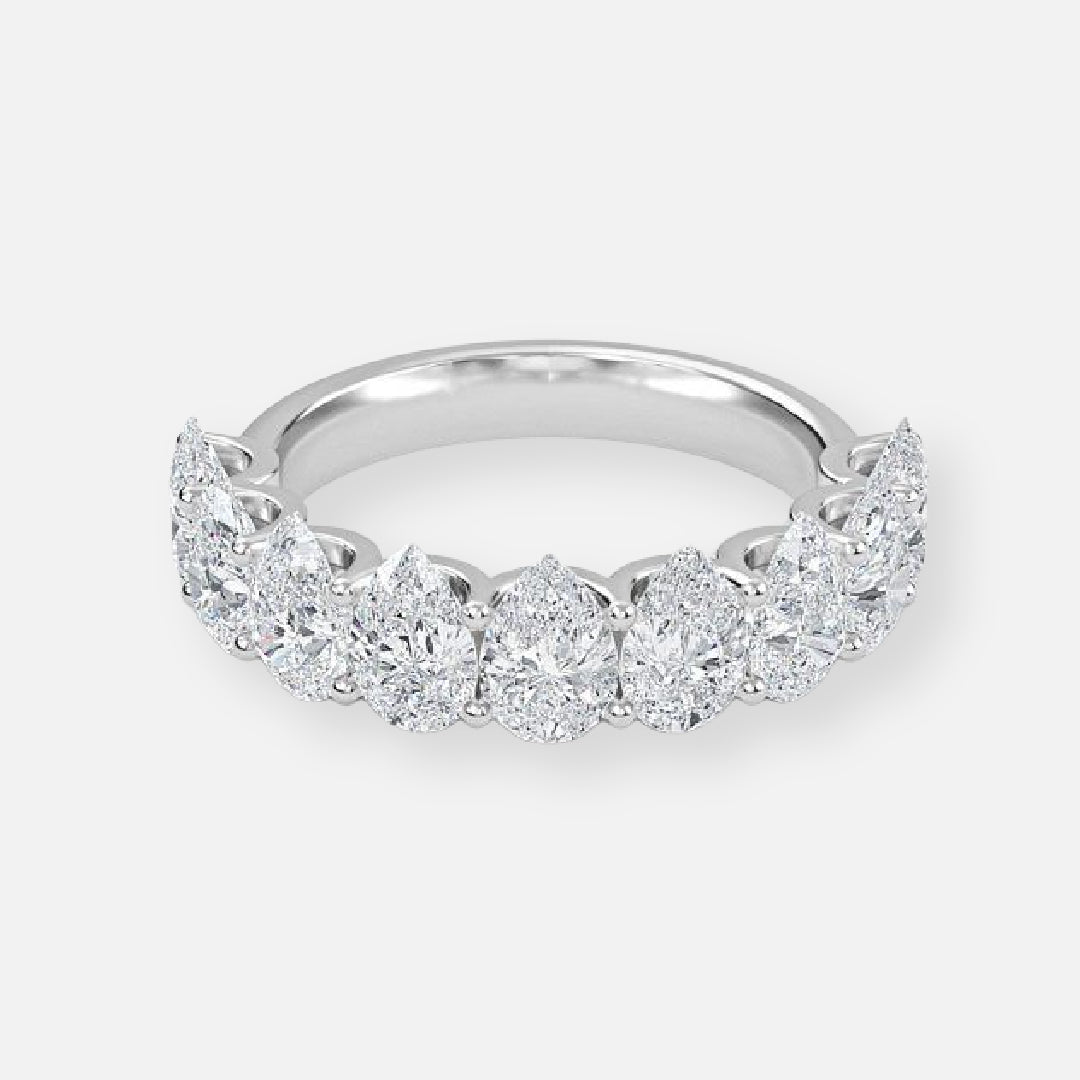 9 Stone Pear Moissanite Anniversary Band