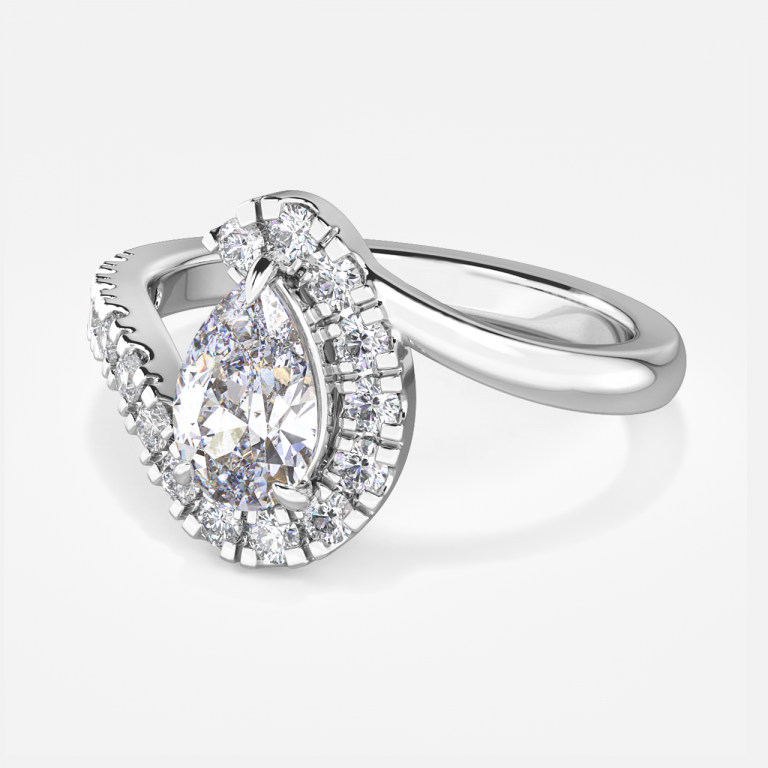 Noelle Pear Halo Moissanite Engagement Ring