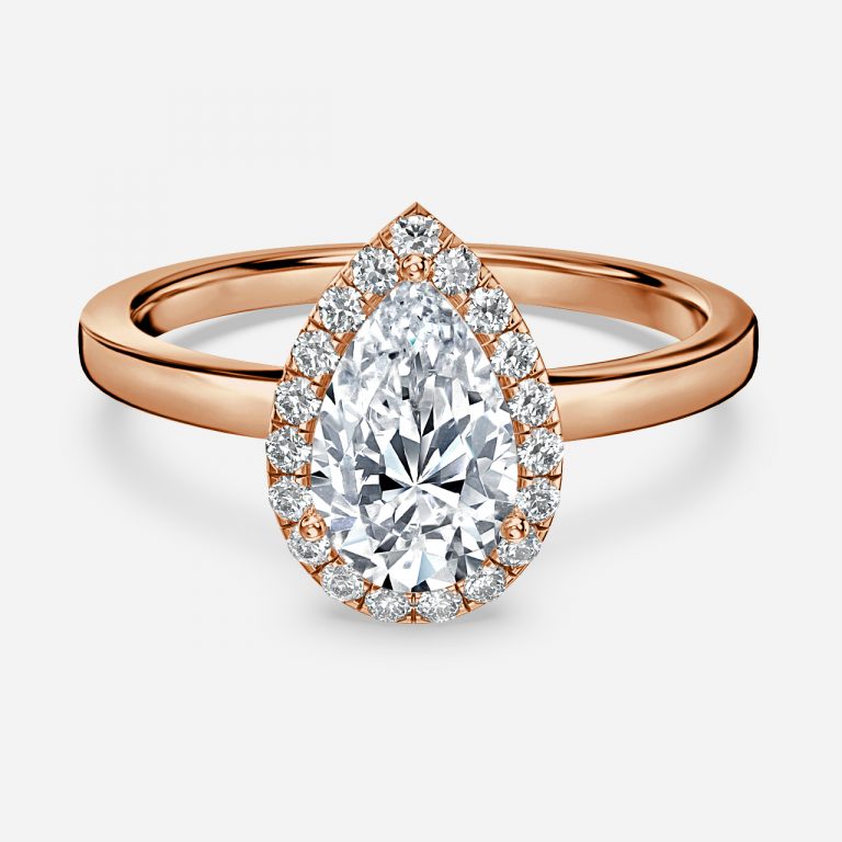 Katya Pear Halo Moissanite Engagement Ring