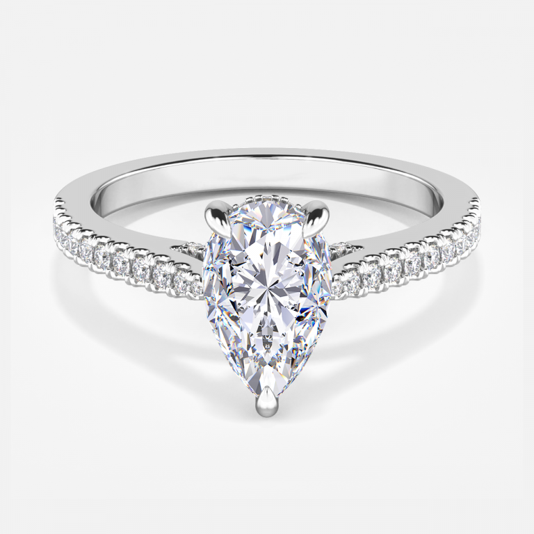 Yvette Pear Hidden Halo Moissanite Engagement Ring