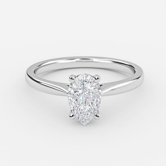 Peony Pear Solitaire Moissanite Engagement Ring