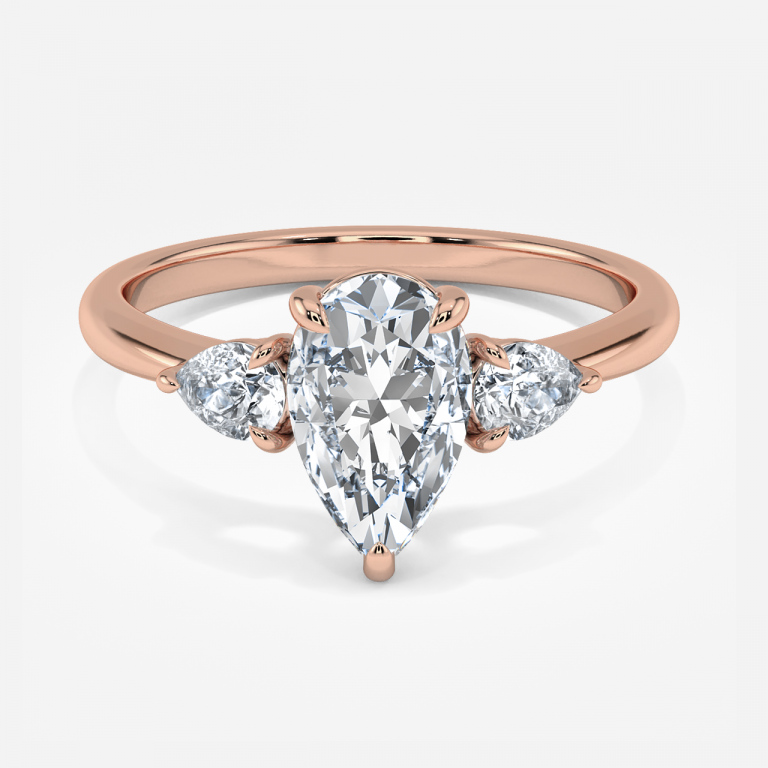 Verity Pear Three Stone Moissanite Engagement Ring