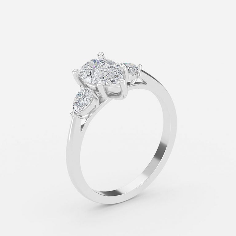 Mirabella Pear Three Stone Moissanite Engagement Ring