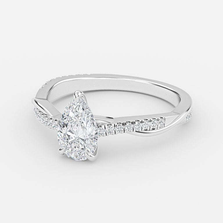 Tatiana Pear Diamond Band Moissanite Engagement Ring