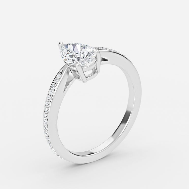 Isolde Pear Diamond Band Moissanite Engagement Ring