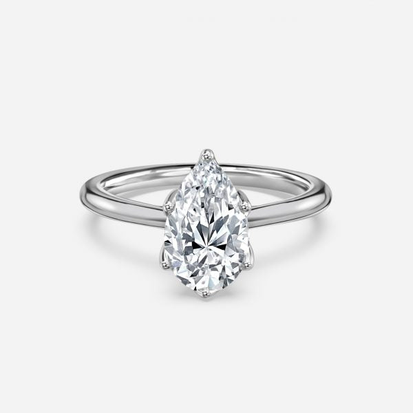 Raquel Pear Solitaire Moissanite Engagement Ring