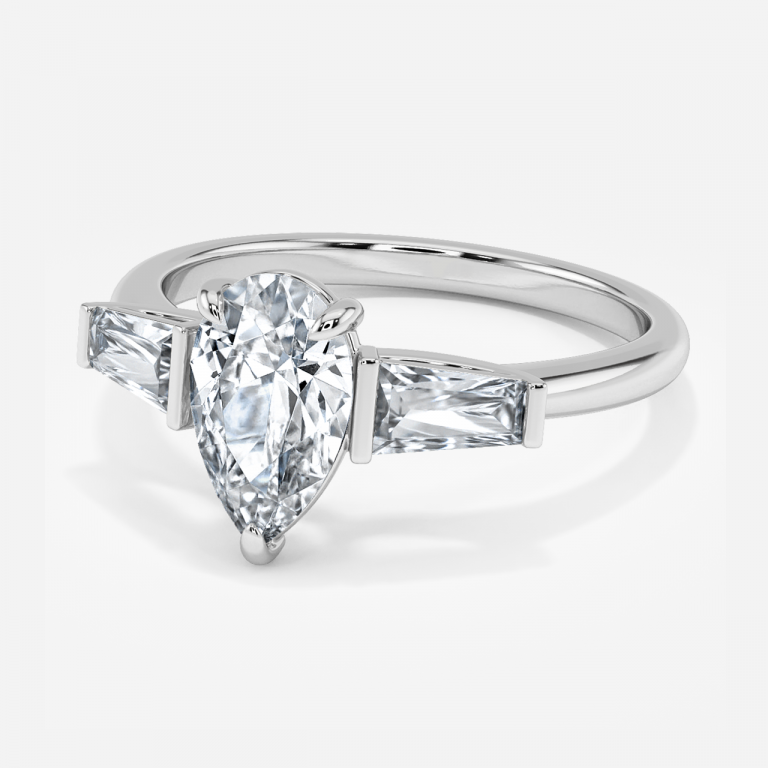 Jara Pear Three Stone Moissanite Engagement Ring