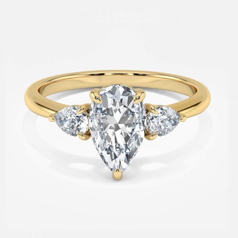 Verity Pear Three Stone Moissanite Engagement Ring