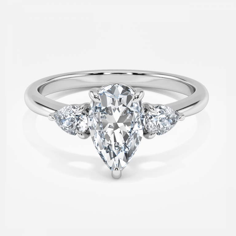 Verity Pear Three Stone Moissanite Engagement Ring