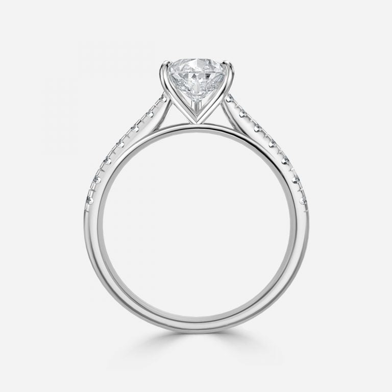 Clio Pear Diamond Band Moissanite Engagement Ring