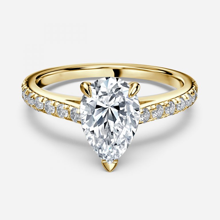 Aveline Pear Diamond Band Moissanite Engagement Ring