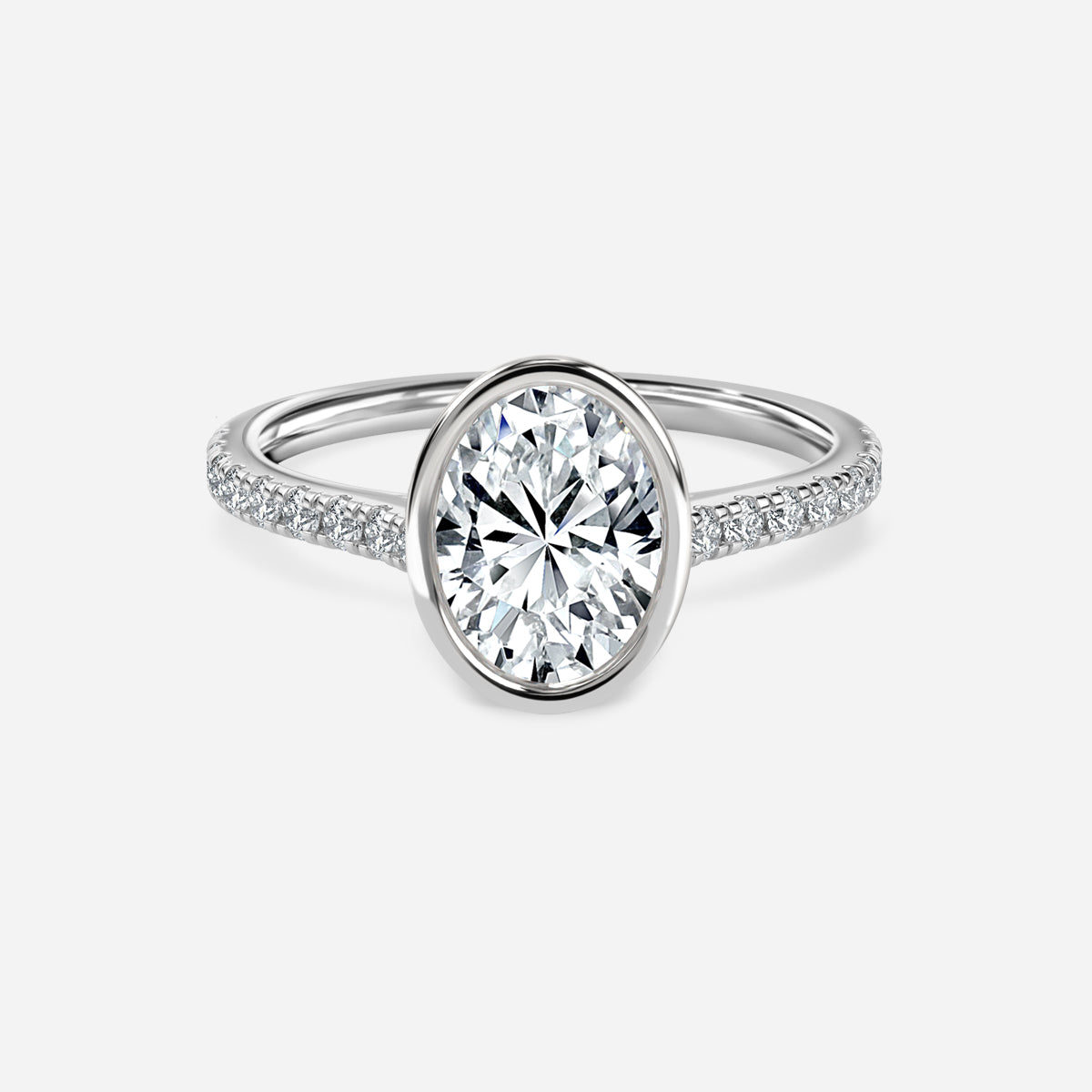 Arabella Oval Diamond Band Moissanite Engagement Ring