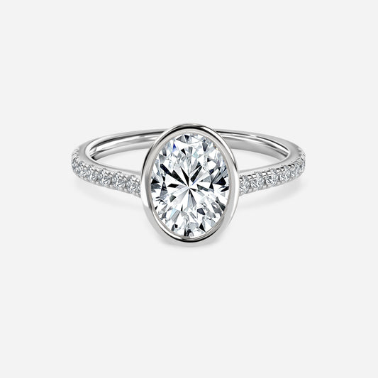 Arabella Oval Diamond Band Moissanite Engagement Ring