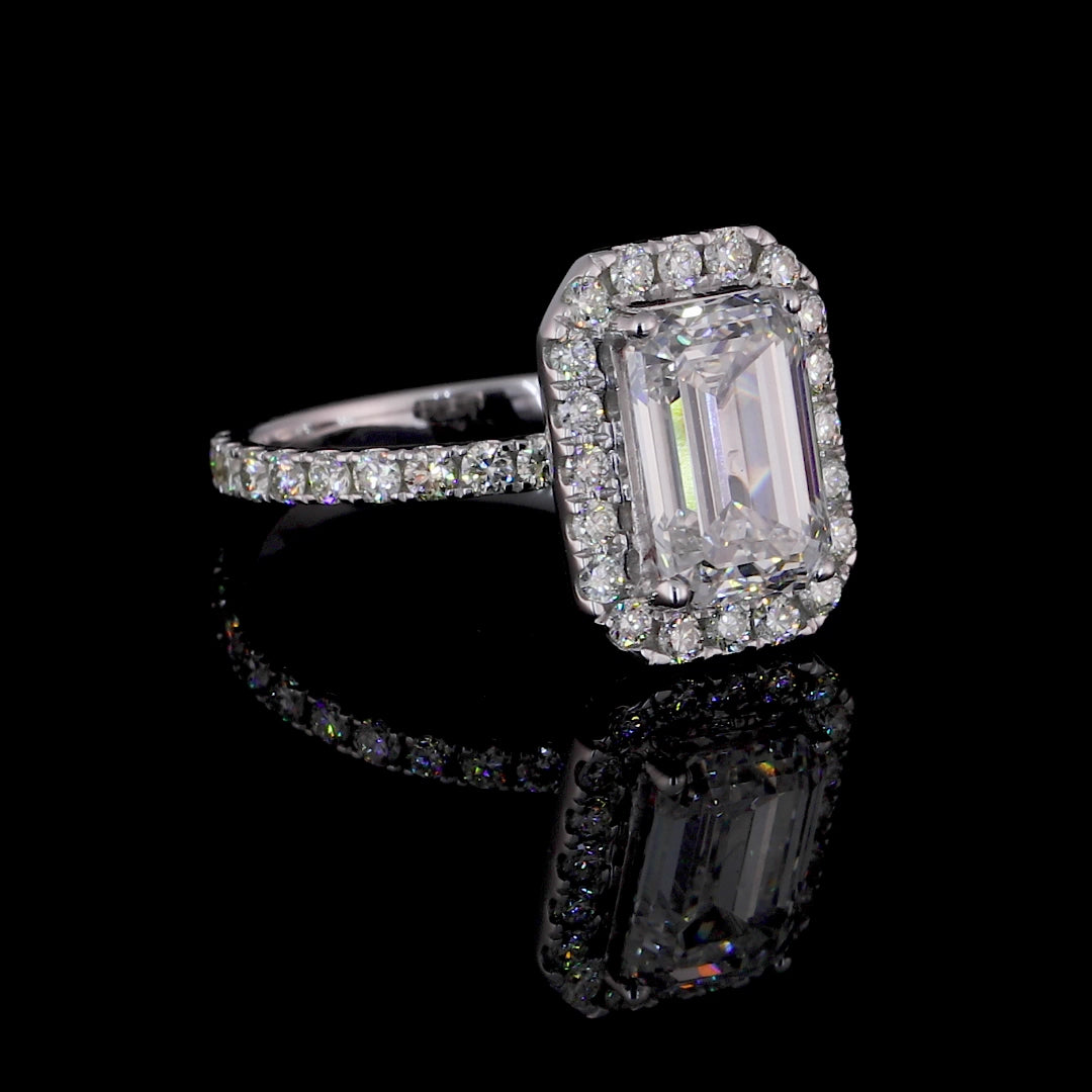 Lucia Emerald Halo Engagement Ring