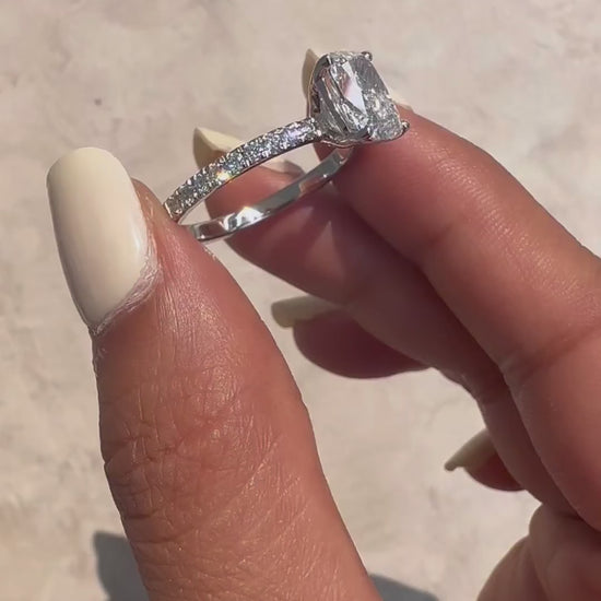 Cushion Diamond Band Engagement Ring