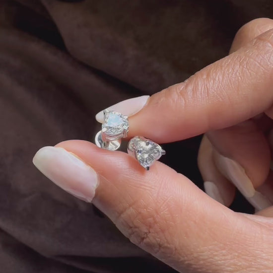 Heart Moissanite Stud Earrings For Her