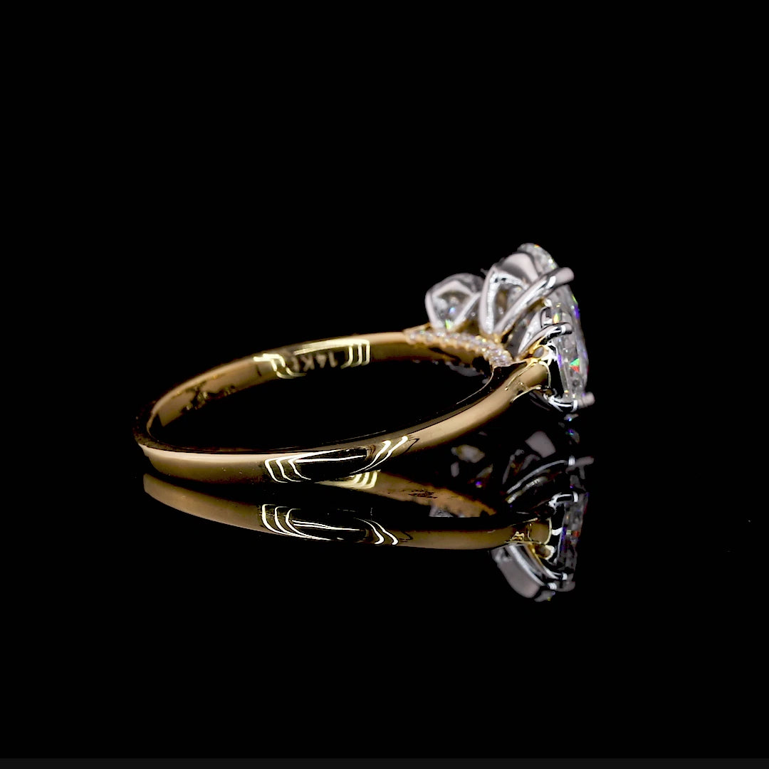 Three Stone Moissanite Engagement Ring