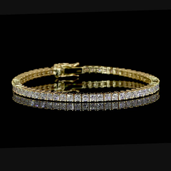 Princess Moissanite Yellow Gold Tennis Bracelet