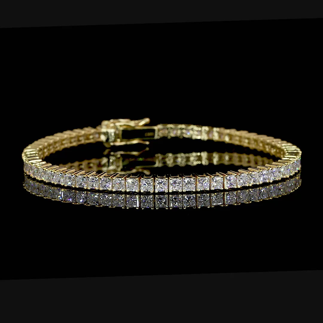 Princess Moissanite Yellow Gold Tennis Bracelet