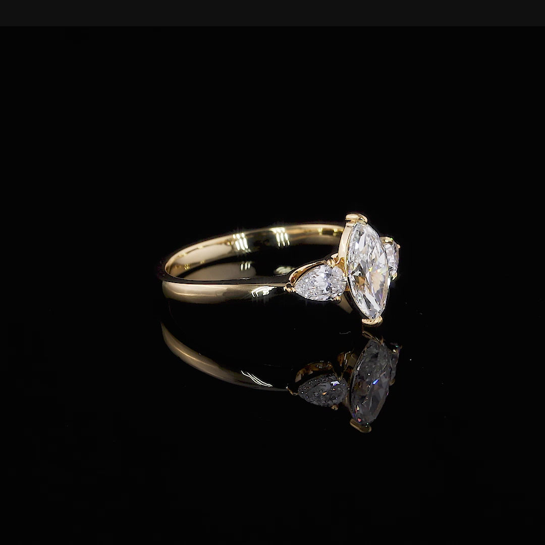 Verity Marquise Three Stone Engagement Ring