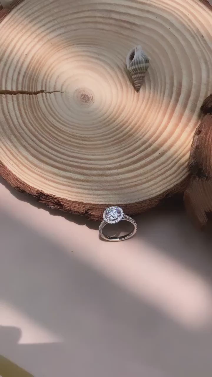 Joliette Halo Moissanite Engagement Ring
