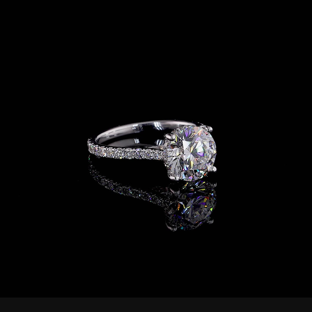 Trendy Hidden Halo Moissanite Engagement Ring