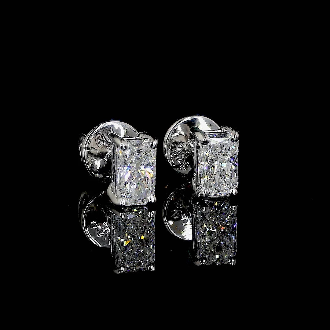 4 Prong Radiant Moissanite Stud Earrings