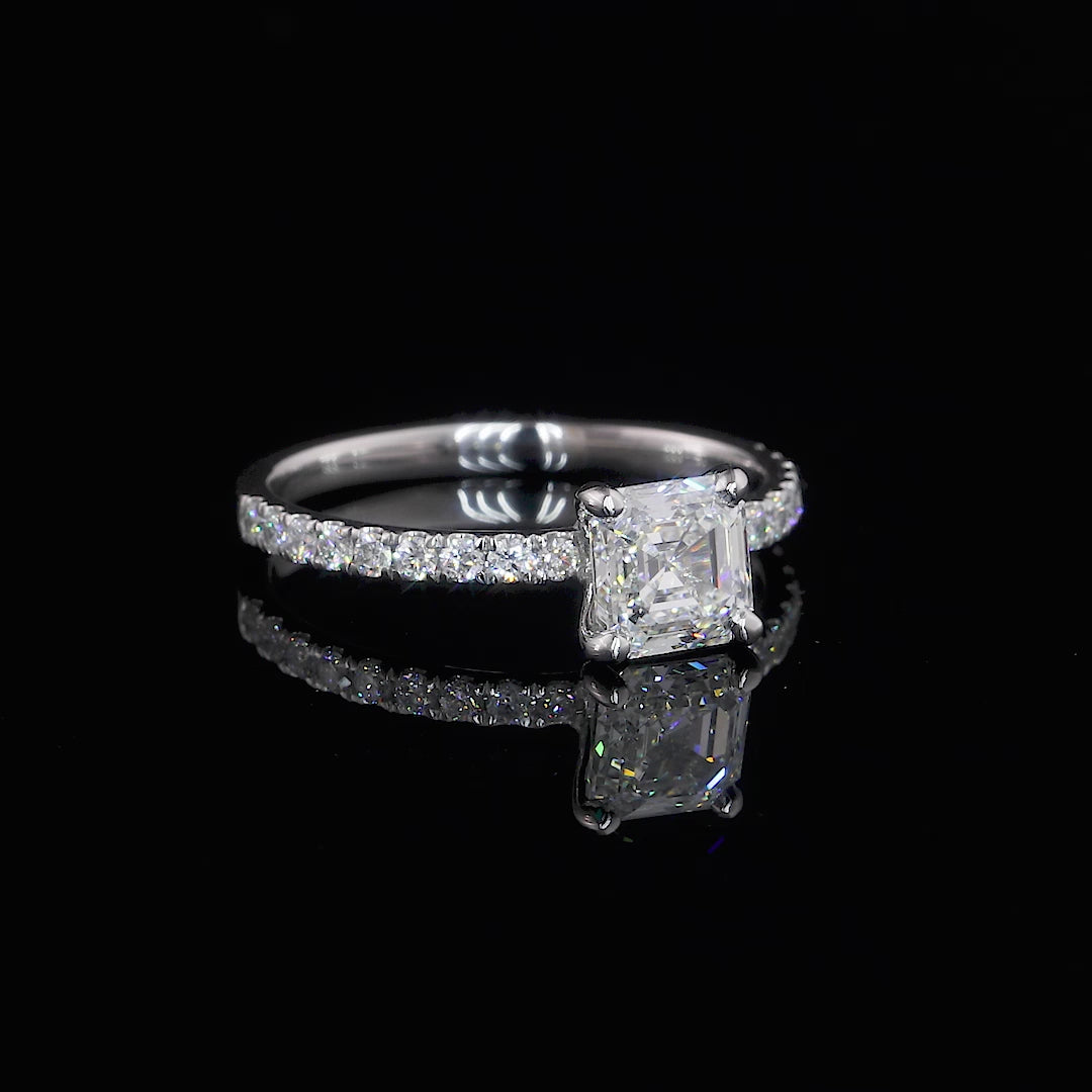 Vittoria Asscher Diamond Band  Engagement Ring