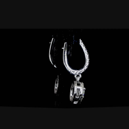 Moissanite Halo Drop Earrings