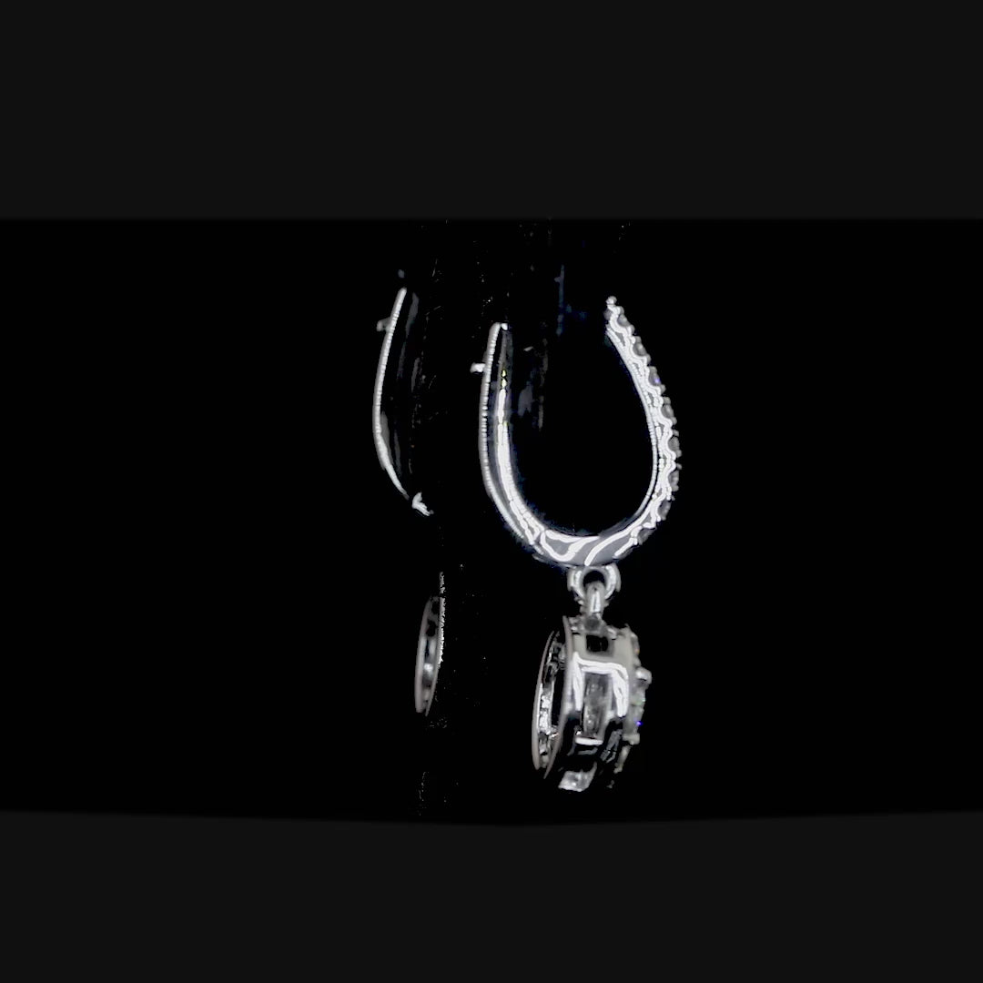 Moissanite Halo Drop Earrings