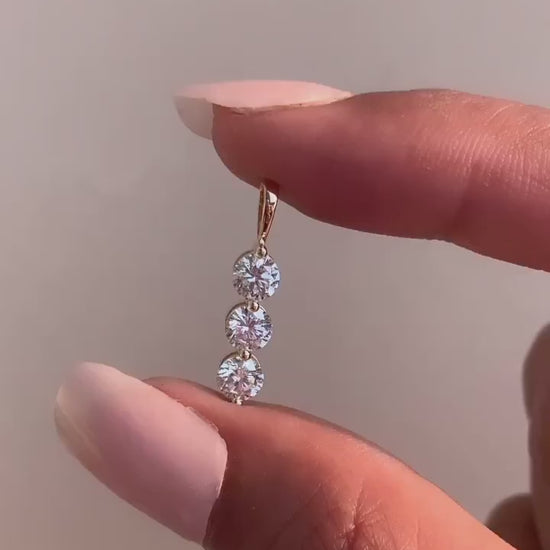 Moissanite Round Three Stone Pendant