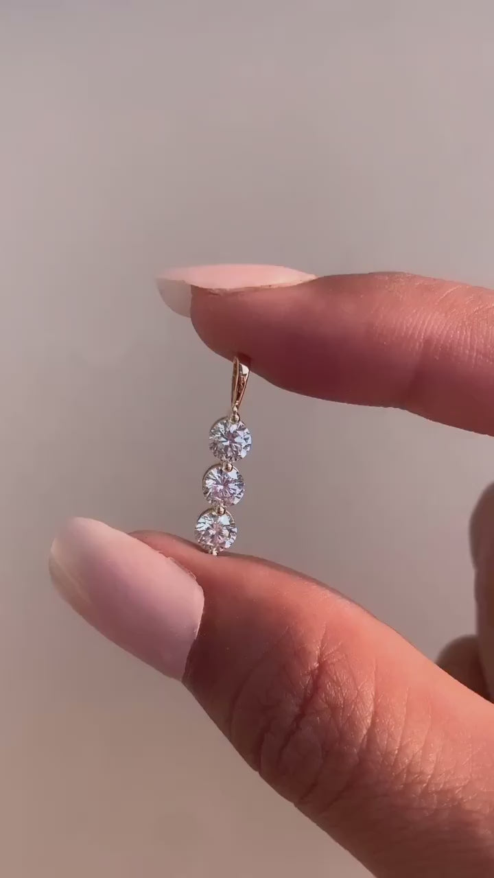 Moissanite Round Three Stone Pendant