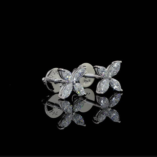 Moissanite Floral Leaf Cluster Stud Earrings