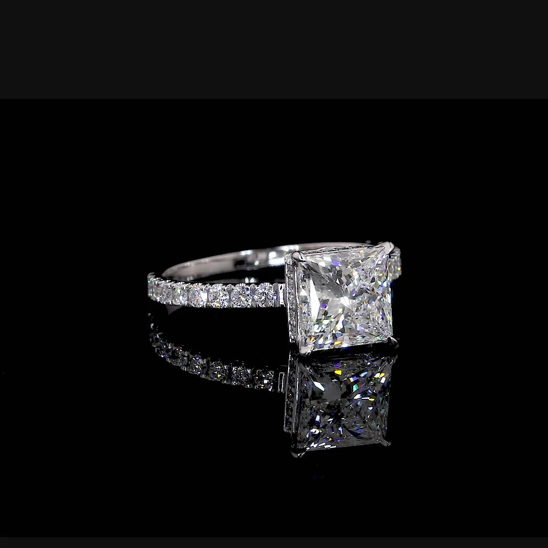 Leandra Princess Hidden Halo Engagement Ring