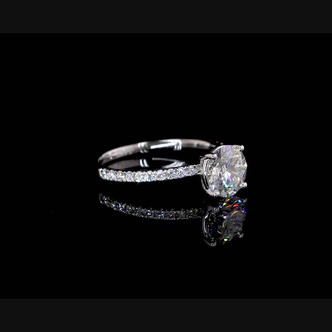 Yati Round Diamond Moissanite Engagement Ring