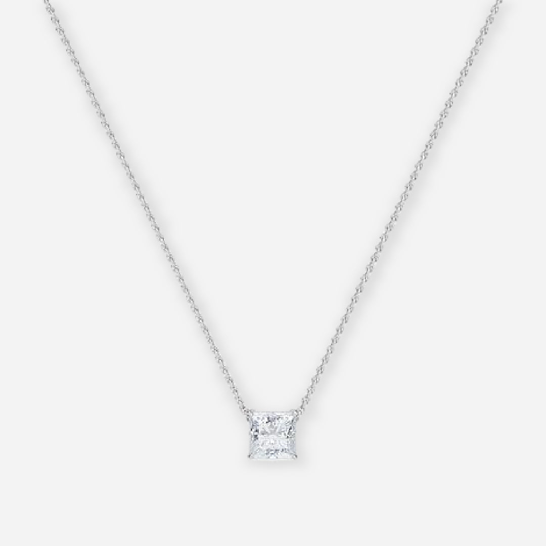 Princess Moissanite Solitaire Pendant