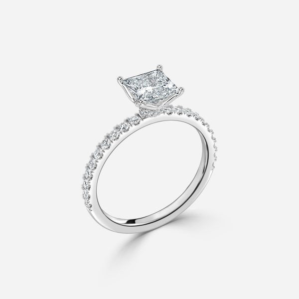 Liviana Princess Hidden Halo Moissanite Engagement Ring