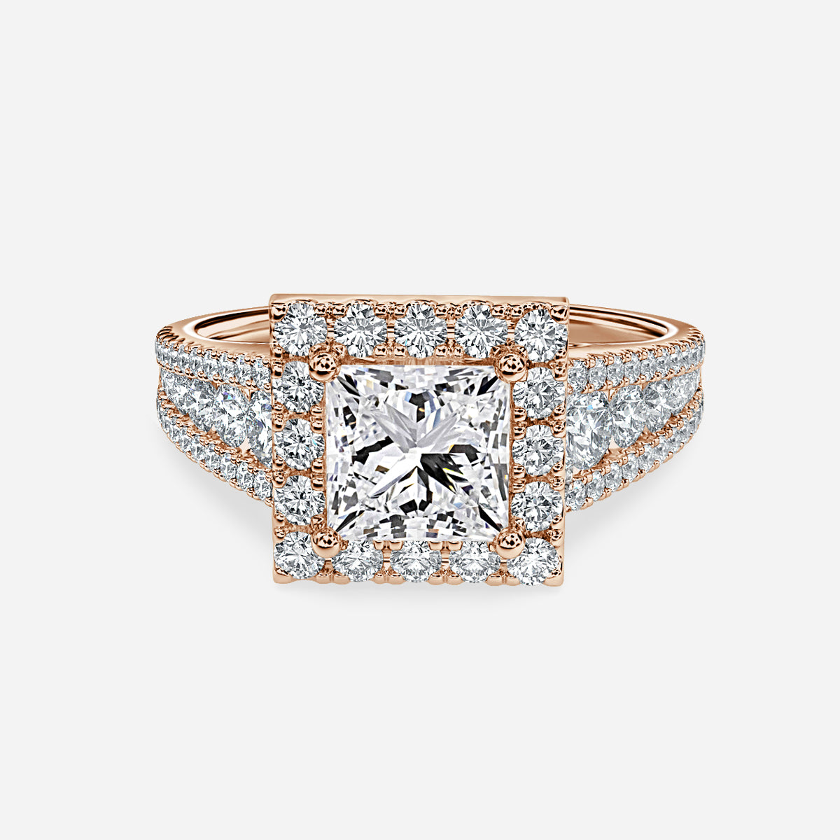 Ember Princess Halo Moissanite Engagement Ring