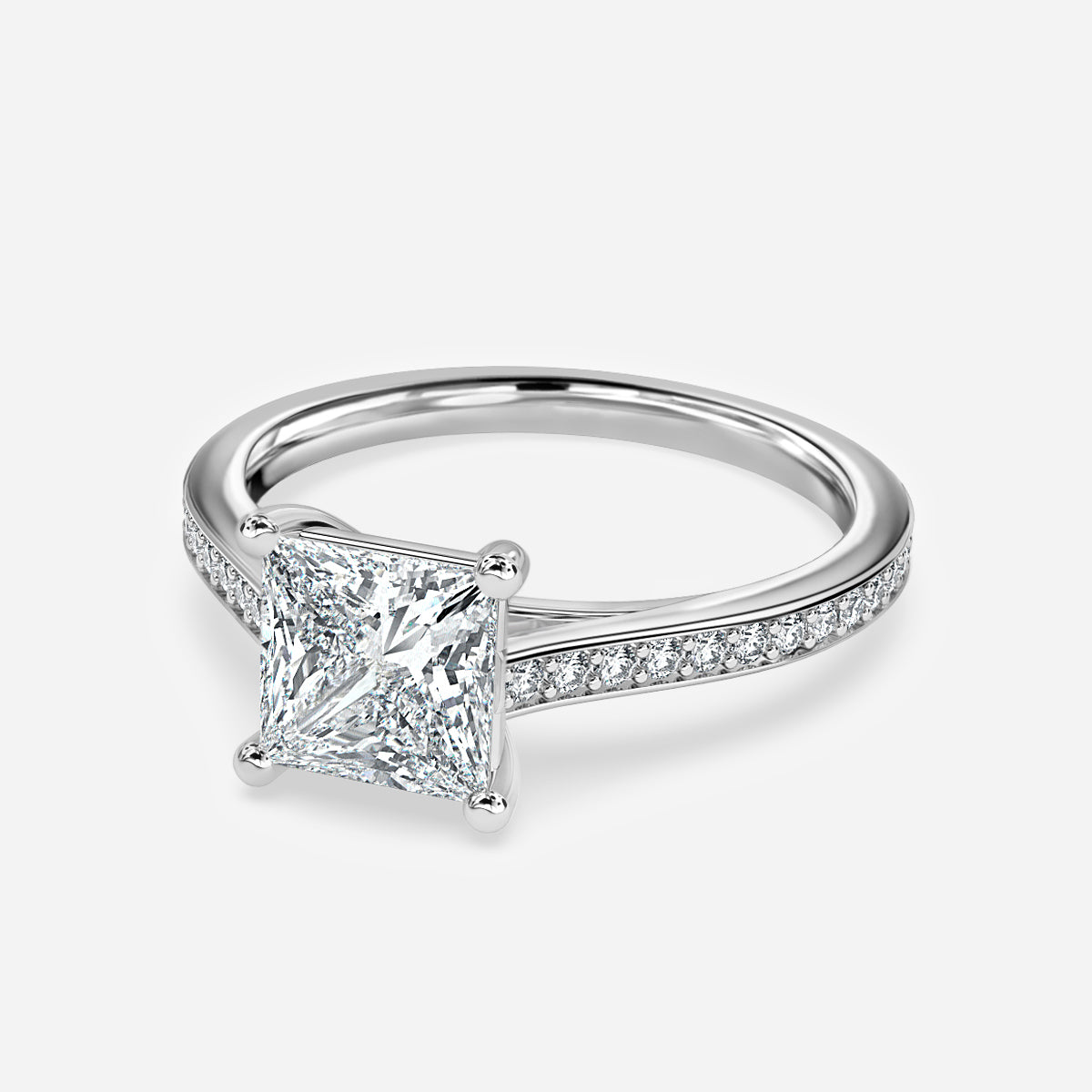 Portia Princess Diamond Band Moissanite Engagement Ring