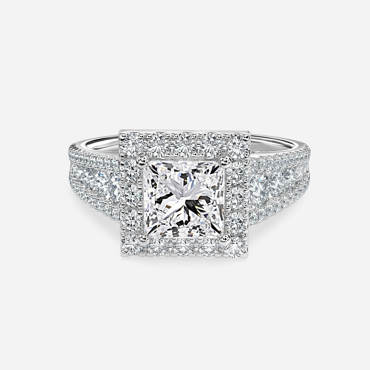 Ember Princess Halo Moissanite Engagement Ring